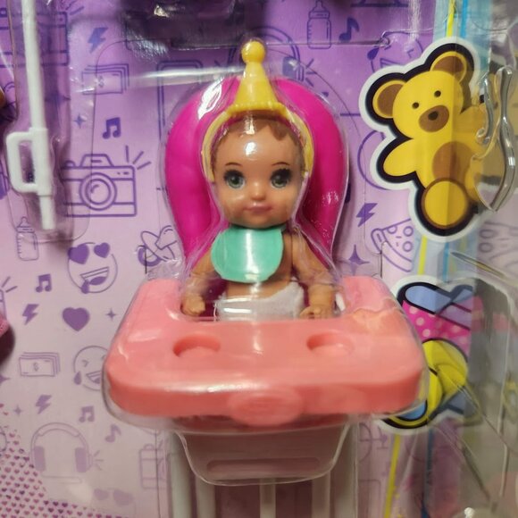 Barbie Skipper Babysitters Black Doll Set with Baby 10" High Chair Birthday Part - Picture 5 of 9